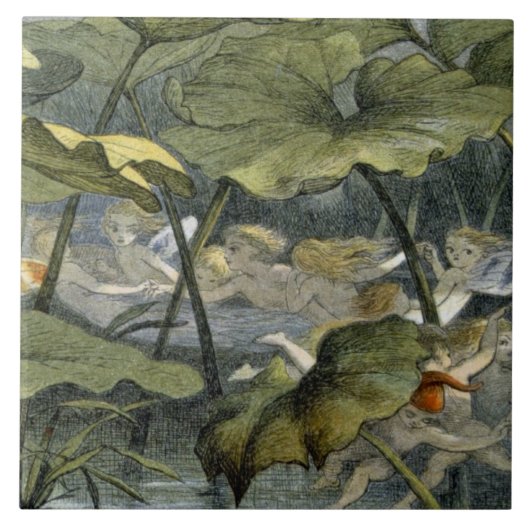 Hout Elves bij Play, illustratie van 'In Fairylan' Tegeltje (Voorkant)