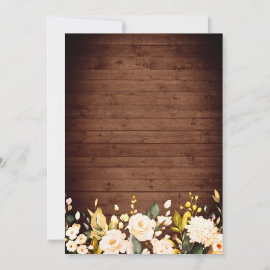 Hout en Blush Rozen en Lantern Waterverf bruiloft Kaart (Achterkant)