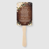 Hout- en Blush-Rozen Floral Lantern Wedding Progra Handwaaier (Achterkant)