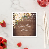 Hout en blush Rozen Greenery Rustic Wedding Paper Servet (Insitu)