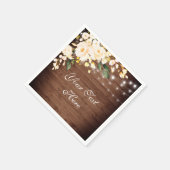Hout en blush Rozen Greenery Rustic Wedding Paper Servet (Hoek)