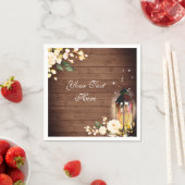 Hout en blush Rozen Greenery Rustic Wedding Paper Servet (Insitu)