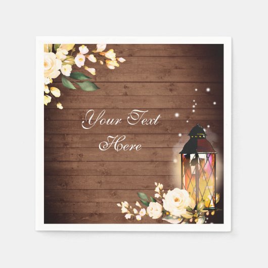 Hout en blush Rozen Greenery Rustic Wedding Paper Servet (Voorkant)