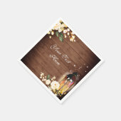Hout en blush Rozen Greenery Rustic Wedding Paper Servet (Hoek)
