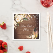 Hout en blush Rozen Greenery Rustic Wedding Paper Servet (Insitu)