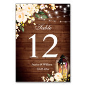 Hout en blush Rozen Greenery Wedding Table Number Kaart (Achterkant)