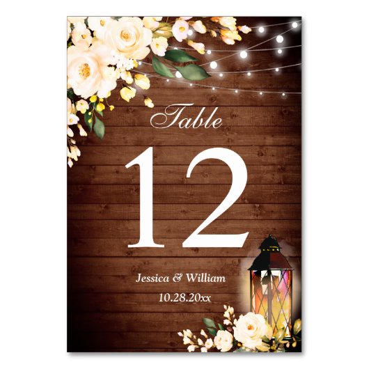 Hout en blush Rozen Greenery Wedding Table Number Kaart (Voorkant)