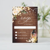 Hout- en Blush-Rozen Rustige RSVP-kaart RSVP Kaartje (Staand voorkant)