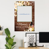 Hout en Blush Rozen Rustisch Vrijgezellenfeest Fot Poster (Thuiskantoor)