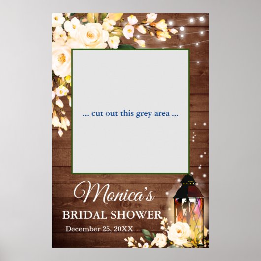 Hout en Blush Rozen Rustisch Vrijgezellenfeest Fot Poster (Voorkant)