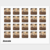 Hout en Bokeh Lights Rustic Country Wedding Sticke Vierkante Sticker (Vel)