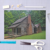 Hout- en brakcabine in een zomerbos tissuepapier (Craft)