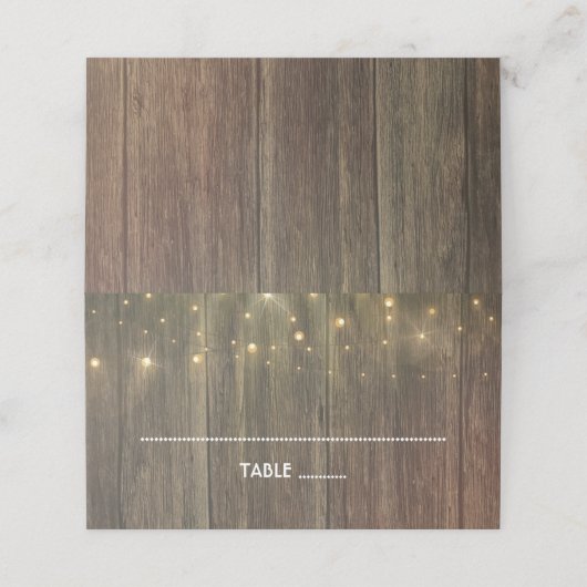 Hout en Bruiloft Lichten Rustiek Land Plaatskaartje (Buitenkant ongevouwen)