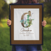 Hout en eucalyptus Letter G Couple's Names Poster