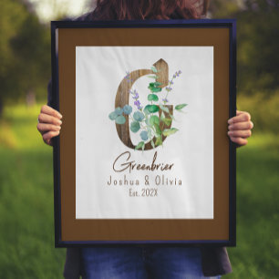 Hout en eucalyptus Letter G Couple's Names Poster