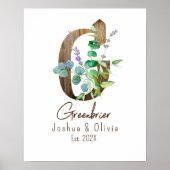 Hout en eucalyptus Letter G Couple's Names Poster (Voorkant)