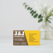 Hout en geel Visitekaartje voor de bouw (Staand voorkant)