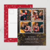 Hout en goudpine tak kerstfeestfoto's briefkaart (Voorkant / Achterkant)
