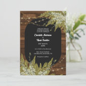Hout en groen rustieke bruiloft kaart (Staand voorkant)