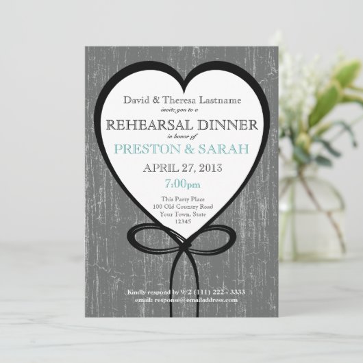 Hout en hart repetitie diner kaart (Staand voorkant)