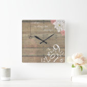 Hout en hout Altijd laat: vierkante wandklok (Huis)