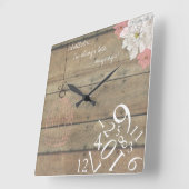 Hout en hout Altijd laat: vierkante wandklok (Hoek)