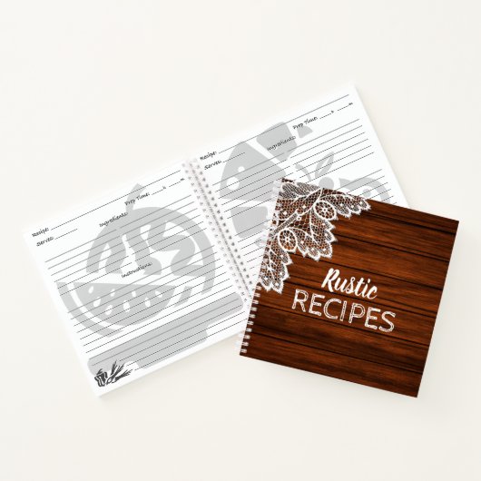 Hout en hout Rustic Recipe Book Notitieboek (Binnen)