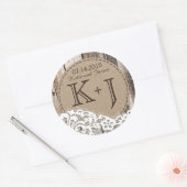 Hout en Kant Rustiek Monogram Bruiloft Label (Envelop)