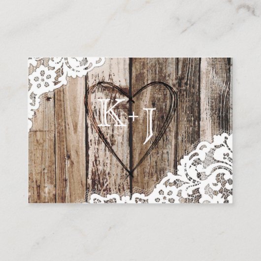 Hout en Kant Rustieke Land Bruiloft Plaats Kaarten Plaatskaartje (Achterkant)