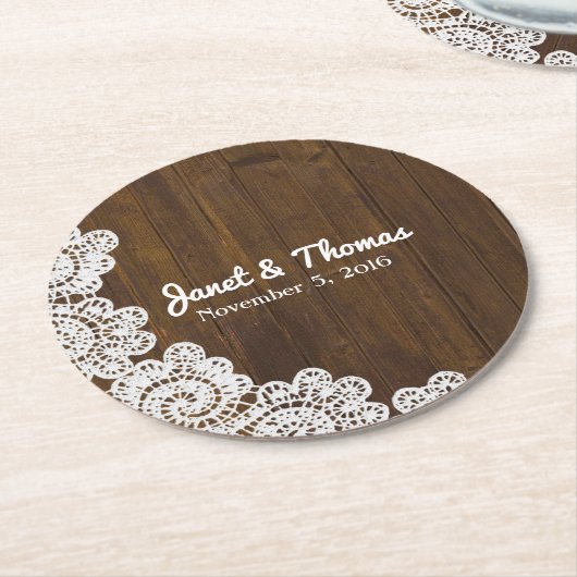 Hout en kant Trouwpapier Onderzetters (Gebogen)