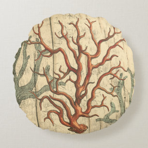 Hout en klein koraal rond kussen