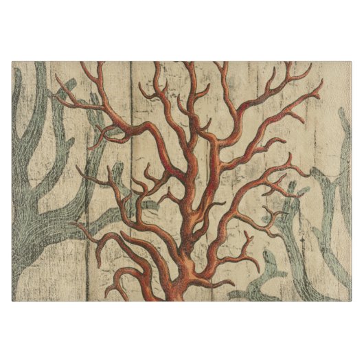 Hout en klein koraal snijplank (Voorkant)