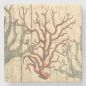 Hout en klein koraal stenen onderzetter (Voorkant)