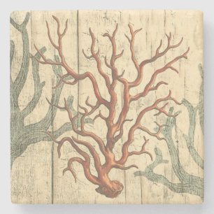 Hout en klein koraal stenen onderzetter