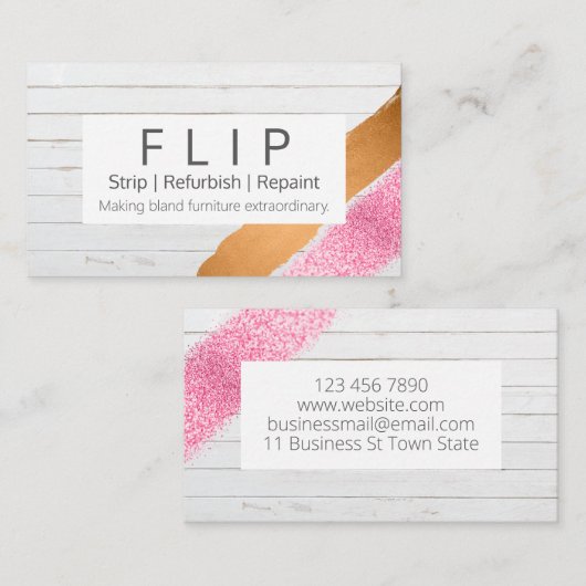 Hout en kunstmeubelen voor het opknappen visitekaartje (Voorkant / Achterkant)