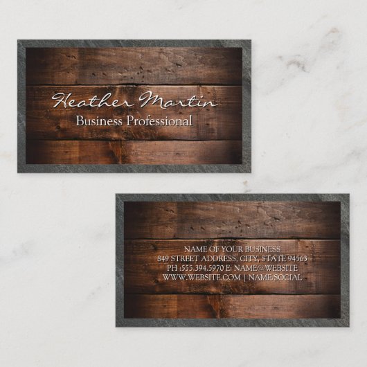 Hout- en ledergrens visitekaartje (Voorkant / Achterkant)