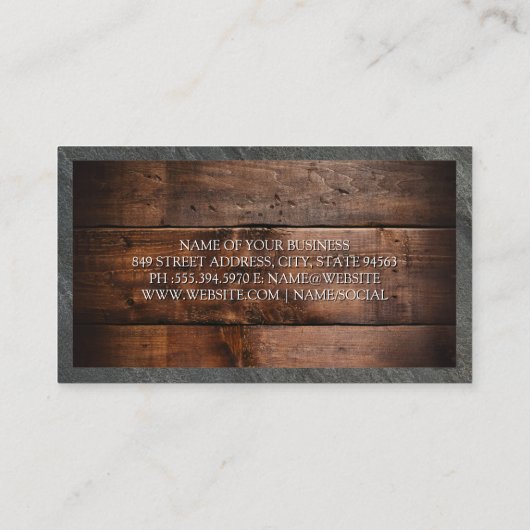 Hout- en ledergrens visitekaartje (Achterkant)