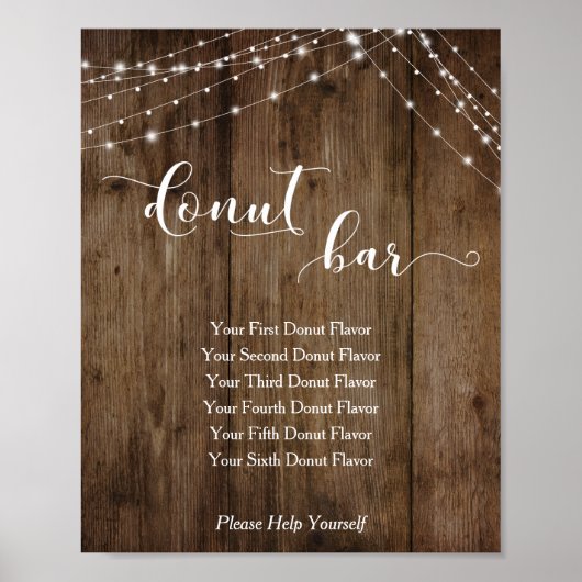 Hout en licht Donut Bar Weddenschappen Poster (Voorkant)