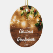 Hout en licht Eerste Kerstmis als grootouders Keramisch Ornament (Rechts)