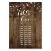 Hout en licht Tabel 5 met gastnamen Kaart (Achterkant)