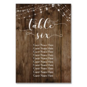 Hout en licht Tabel 6 met gastnamen Kaart (Achterkant)