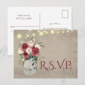  Hout en Lichten Jar Bourgondië Bloemen RSVP Briefkaart (Voorkant / Achterkant)