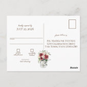  Hout en Lichten Jar Bourgondië Bloemen RSVP Briefkaart (Achterkant)
