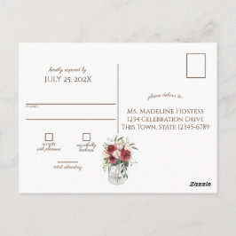 Hout en Lichten Jar Bourgondië Bloemen RSVP Briefkaart