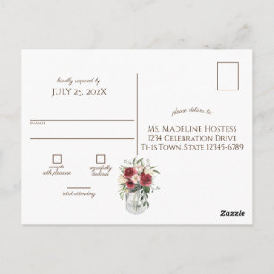 Hout en Lichten Jar Bourgondië Bloemen RSVP Briefkaart