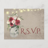  Hout en Lichten Jar Bourgondië Bloemen RSVP Briefkaart (Voorkant)