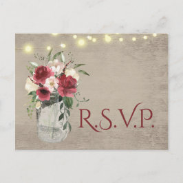  Hout en Lichten Jar Bourgondië Bloemen RSVP Briefkaart