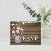 Hout en Lichten Jar Bourgondië Bloemen RSVP P P Briefkaart (Staand voorkant)