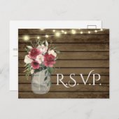 Hout en Lichten Jar Bourgondië Bloemen RSVP P P Briefkaart (Voorkant / Achterkant)