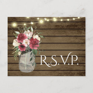 Hout en Lichten Jar Bourgondië Bloemen RSVP P P Briefkaart